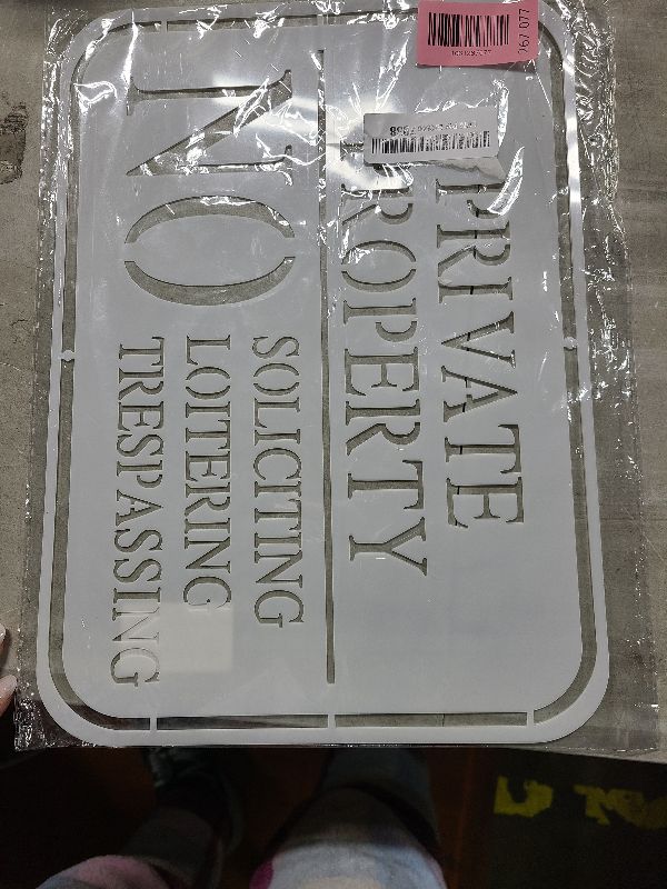 Photo 1 of 2-Pack No Soliciting Stencil Template - 14"x8" Reusable Outdoor Yard Warning Sign Stencil for Doors, Walls, Windows & Wood Plaques - Professional Anti-Trespass Stencils for Spray/Paint Projects