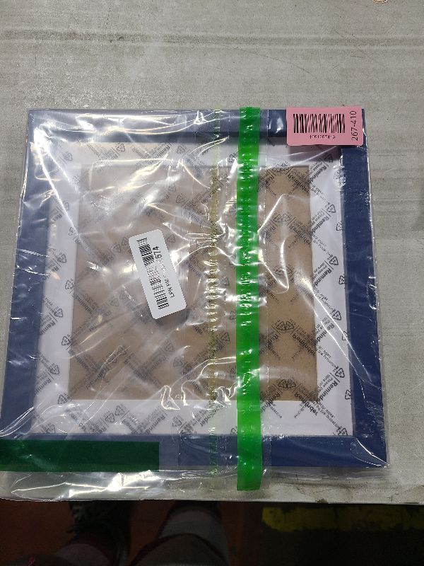 Photo 1 of 9x9 Picture Frames Blue with Mat 7x7 Opening Solid Wood Frame, Plastic Panel (Film Needs to be Removed) Table or Wall.Front Window Opening 8.6x8.6 inch.