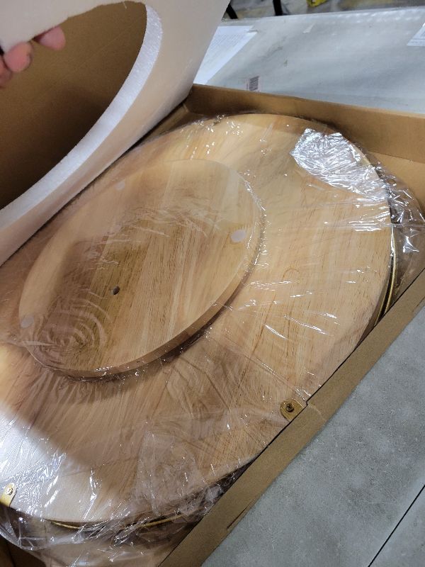 Photo 1 of 21-Inch Wooden Lazy Susan Turntable – Premium Oak & Iron, Extra Large Rotating Serving Tray for Dining Table, Kitchen Countertop, Farmhouse Décor, Spice Rack, Charcuterie & Entertaining