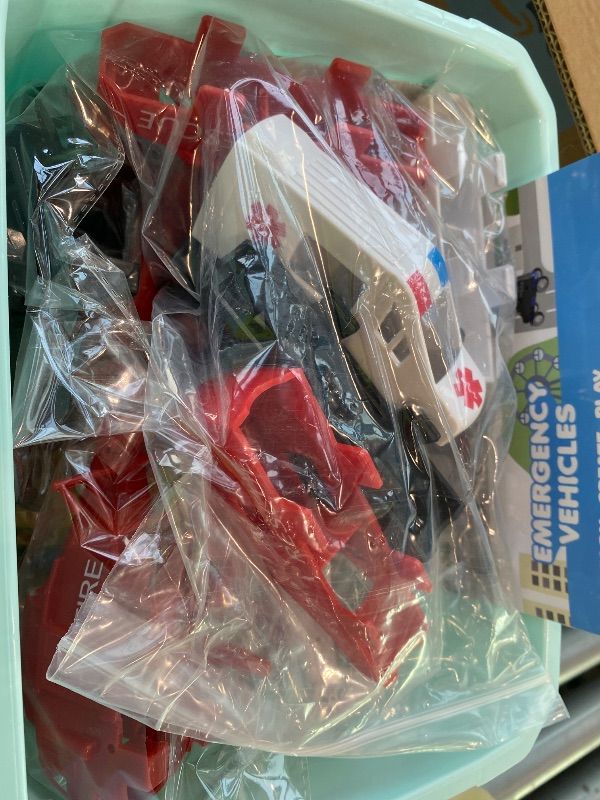 Photo 1 of PLAY BRAINY Magnetic Emergency Vehicle Toy Set - 59Pcs Rescue Team & Car Toys for 3+ Year Old Boys & Girls for Safety & Disaster Management - Kids Toy Set with Fire Truck, Ambulance, Helicopter & More