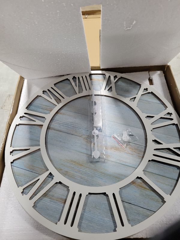 Photo 1 of 1st owned Wall Clocks for Living Room Decor,24" Vintage,Round Silent Non Ticking,Black Metal,Modern Wood Clocks for Home Bedroom,Kitchen,Garden,Office,Cafe,Modern Wall Decoration -Roman Numerals