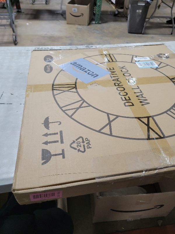 Photo 1 of 1st owned Wall Clocks for Living Room Decor,24" Vintage,Round Silent Non Ticking,Black Metal,Modern Wood Clocks for Home Bedroom,Kitchen,Garden,Office,Cafe,Modern Wall Decoration -Roman Numerals