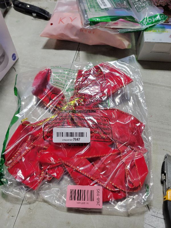 Photo 1 of 2 Pack Red Christmas Bows Outdoor Decorations,12”x20” Large Velvet Wreath Bow with Glitter String Gold Edge for Xmas Tree Topper Home Front Door Decor