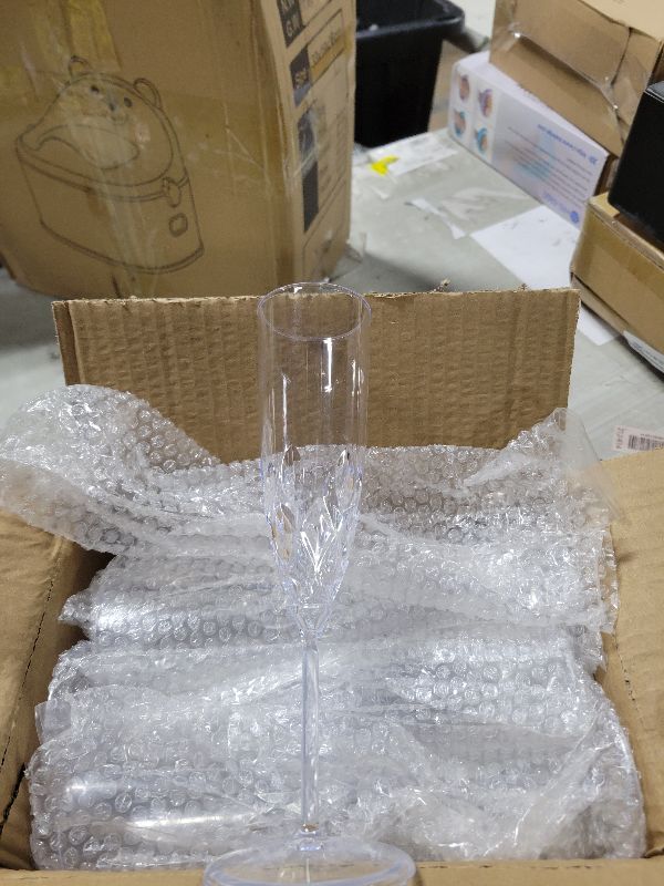 Photo 1 of 16 Pack Plastic Champagne Flutes, Shatterproof Reusable Fancy Crystal Clear Champagne Glasses, 5 oz Acrylic Unbreakable Elegant Party Drinking Cocktail Wine Glasses Wedding Birthday Bar Goblets