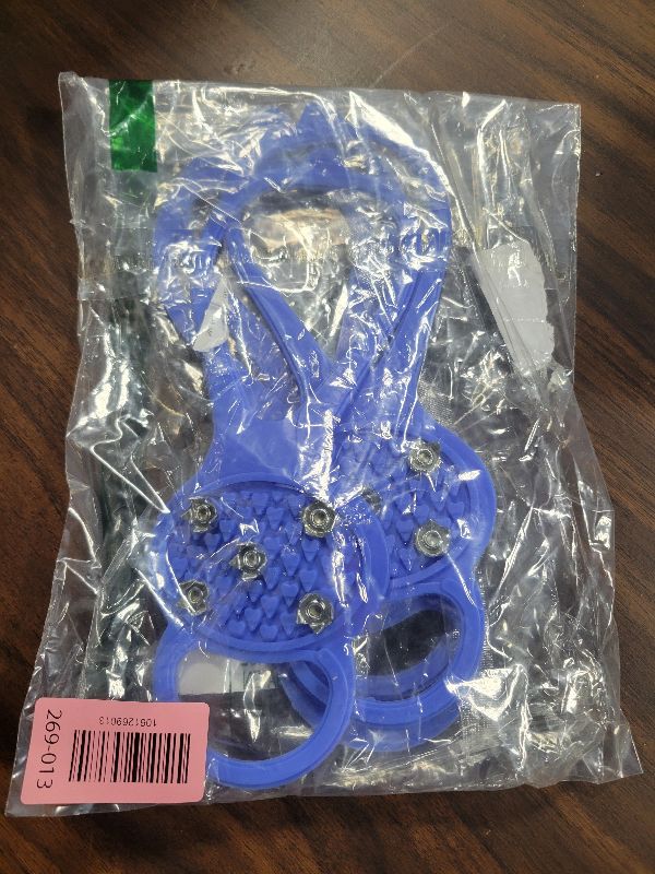 View 2 of 2 Pair Crampons, Traction Cleats, Spike for Winter Walking Safety, Shoe Grips on Ice Snow for Children, Girls and Boys, Kids' Size (Blue, Medium Kids' Size US:(8-10) / EU:(24-27))