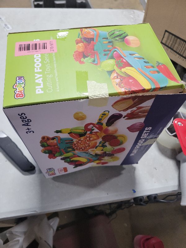 Photo 1 of 100 Pcs Play Food Set for Kids Kitchen, Pretend Food Toy for Toddlers Age 1-3, Plastics Cutting Fake Food/ Fruit/ Vegetable Accessories with 2 Baskets, Birthday Gifts for 2 3 4 5 Years Old Boys Girls