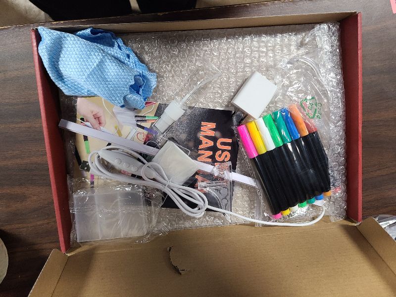 Photo 1 of 16" Led Drawing Board for Kids – 4 Modes Led Note Board with Colors 7, Light up Drawing Board for Kids Adults, Acrylic Dry Erase Magic Boards for Writing Glow Art, Christmas Gifts for Grandkids, 20PCS