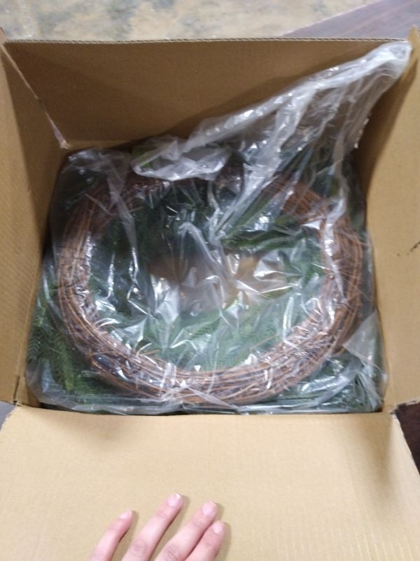 Photo 1 of 24 Inch Real Touch Norfolk Pine Wreath,Artificial Christmas Wreath for Front Door,Wall Windows Mantle Outdoor Outside Christmas Decoration