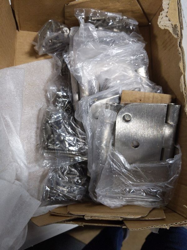 Photo 1 of 18 Pack Nickel Door Hinges Brushed Nickel 4" X 4 Inch Rounded 5/8"Radius Sliver Interior/Exterior Door Hinge Satin Nickel Door Hinges for Doors House Outdoor Door Hardware Hinge Bisagras Para Puertas