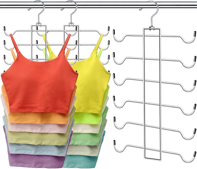 Photo 1 of **MSRP 15.99**Tank Top Hanger, 6 Tier Space Saving Bra Hangers, Closet Organizers and Storage, Dorm Room Essentials for Girls, Organization for Camisoles Sports Bras Strappy Dress Swimsuits Ties, 2 Pack