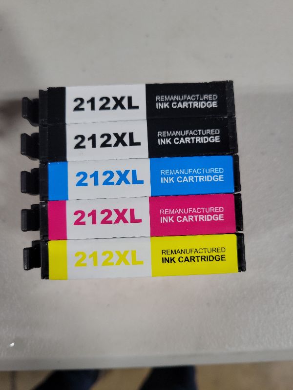 Photo 1 of 212XL 212 XL Ink Cartridges Combo Pack: Remanufactured Replacement for Epson Printer Workforce WF-2850 WF 2850 2830 WF-2830 WF-2810 Expression Home XP-4100 XP 4100 4105 XP-4105 (5 Pack-2BKCMY)