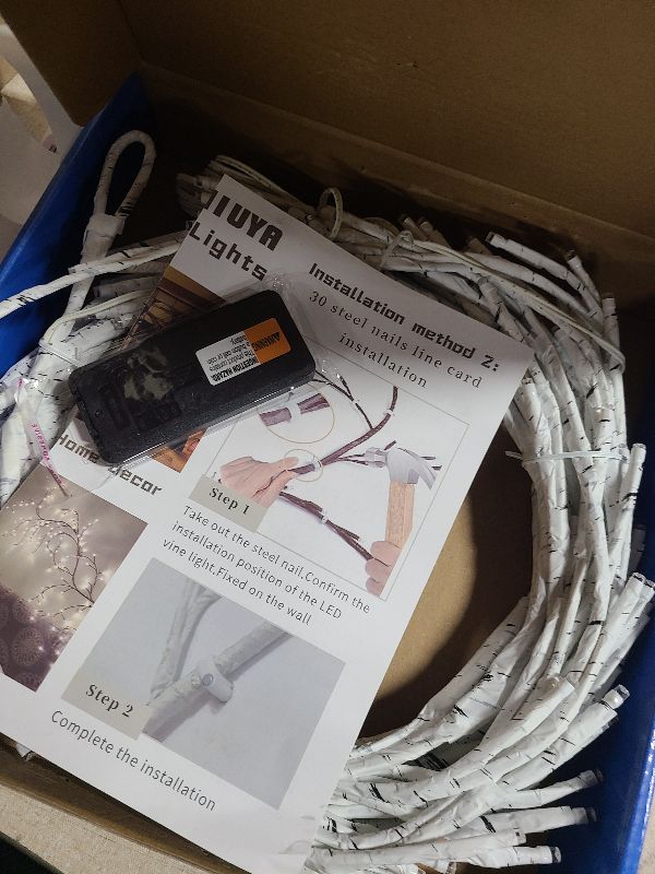 Photo 1 of 160LED Plug-In Vine Lights With Remote - Indoor Artificial Plants Flowers Tree Willow Decor for Walls, Bedroom, Living Room, Kitchen, Coffee Shop - Warm White (White)