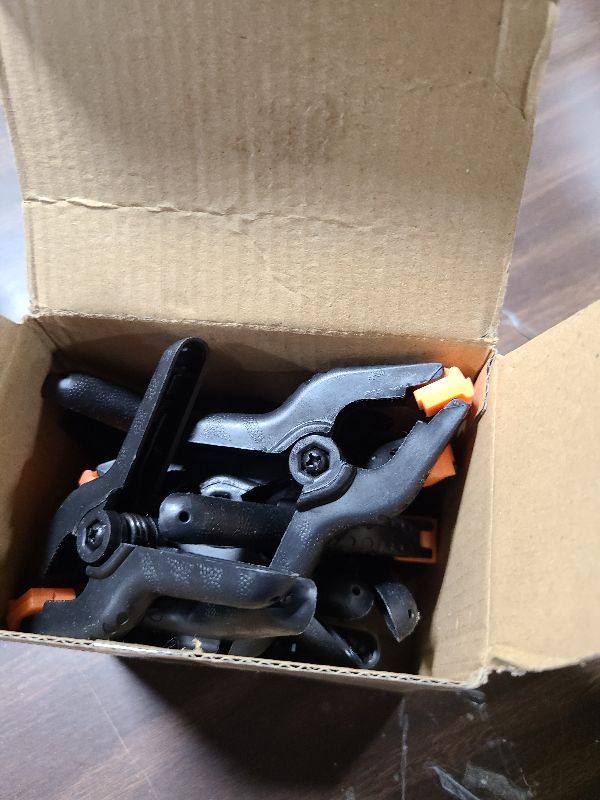 Photo 1 of 12 Pack Plastic Spring Clamps, 3.5inch Small Heavy Duty Clips for Crafts, Backdrop Stand, Woodworking, Photography Studios (Black)