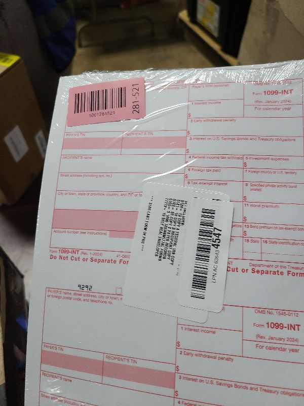 Photo 1 of 1099 INT Interest Tax Forms Set 4 Part 10 Pack for 2025 And Self-Seal envelopes. Kit For 10 Vendors, Laser Forms Designed for QuickBooks and Accounting Software