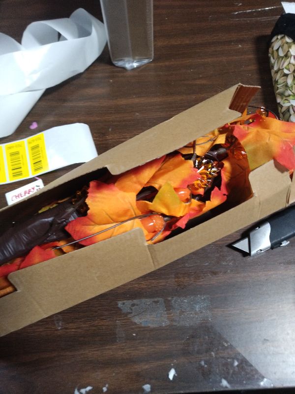 Photo 1 of 2 Pack 24 Inch Artificial Lighted Maple Tree with 48 LEDs Timer Fall Thanksgiving Decorations Battery Operated Prelit Acorn Maple Tree Lights for Thanksgiving Table Decor Home Indoor Autumn Harvest