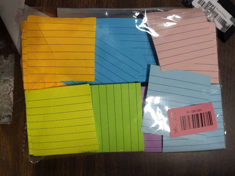 Photo 1 of (18 Pads) Lined Sticky Notes 3x3 in Bright Ruled Post Stickies Colorful Super Sticking Power Memo Pads