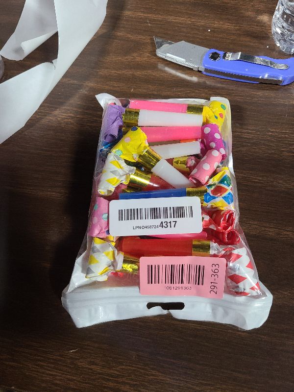 Photo 1 of 25pcs Party Blowers,Colourful Noisemakers Party Blowouts Squawkers Fringed Noise Maker,Birthday Noisemakers Birthday Blow Horns Party Whistles