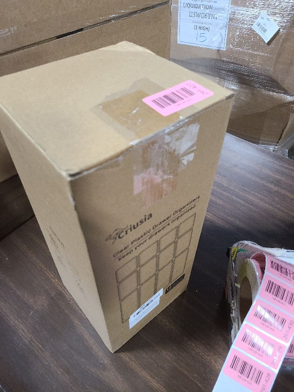 Photo 1 of 12 Pack Clear Plastic Drawer Organizer Set, Acrylic Non Slip Non Cracking Kitchen Drawer Storage Tray Large Size Divider, Multifunctional Storage for Cosmetics, Bathroom, Tools, Kitchen and Office