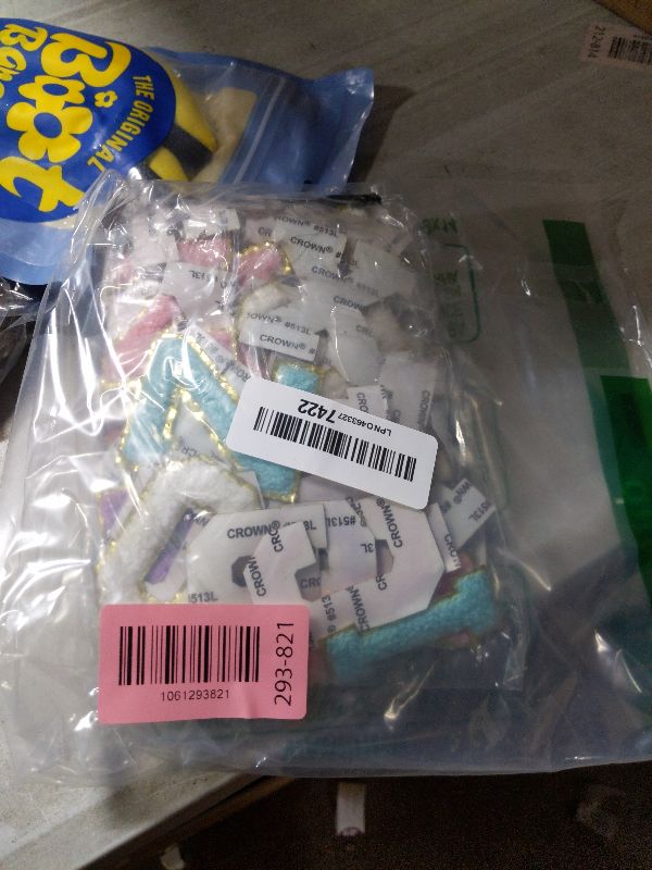 Photo 1 of 104 Pcs Chenille Letter Patches Iron on Letters Self Adhesive Chenille Patches Chenille Embroidered Patch for Clothing Hats Embroidered Repair(White, Pink, Purple, Blue, 2.2")