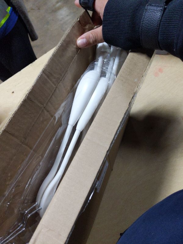 Photo 1 of 10 Pack Plastic Hangers, Heavy Duty Extra Wide Shoulders White Suit Hangers, Non-Slip 360° Metal Swivel Hook with Pants Bar for Thick Sweaters Jacket(White)