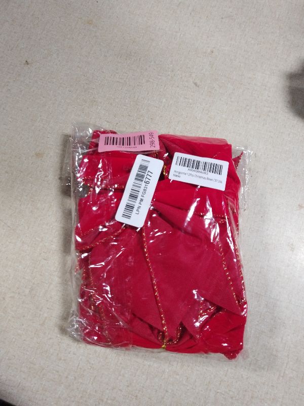 Photo 1 of 12Pcs Red Velvet Bows Christmas Tree Decorations,6 Inch Xmas Ornaments for Tree Home Party Front Door Wreath Holiday Indoor Inside Decor