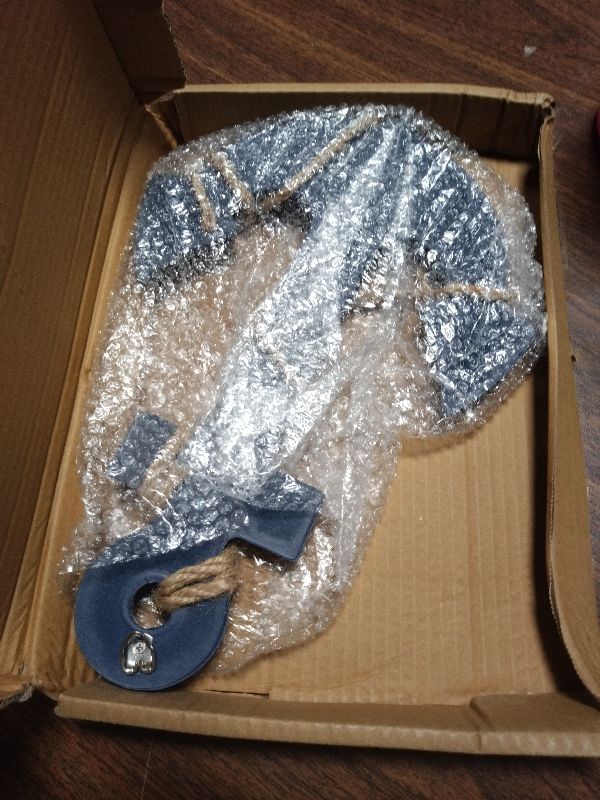 Photo 1 of 13" Nautical Wooden Anchor with Rope Nautical Beach Wood Anchor Wall Art Decor Door Hanging Ornament Beach Theme Home Decoration (Blue)