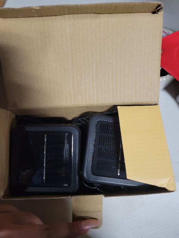 Photo 1 of 2 Pack 200 LED Solar String Lights for Outside, Solar Christmas Lights Outdoor Waterproof, Solar Outdoor String Light with 8 Lighting Modes for Xmas Tree Wedding Party Garden Decorations (Warm White)