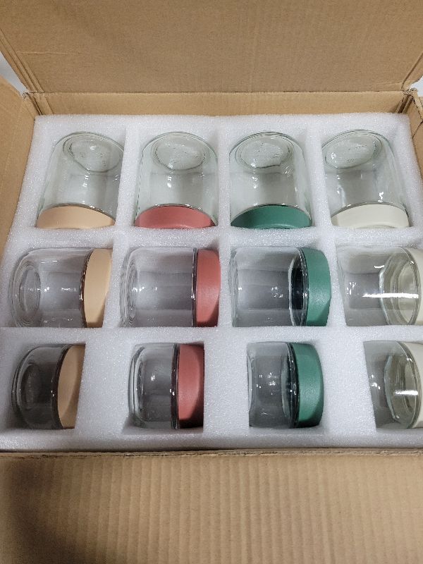 Photo 1 of 12Pack Overnight Oats Containers with Lids, 16oz, 8oz & 4oz Glass Jars with Airtight Lids, Wide mouth Mason Salad jars, Glass Food Storage Containers for Yogurt Chia Pudding Snacks Cereal & Spices