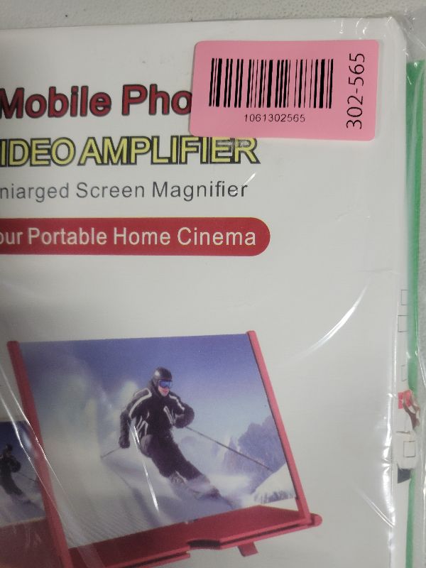 Photo 1 of 12" Mobile Phone Magnifier Projector Screen, 3D HD Screen Magnifier for Cell Phone, Foldable Magnifying Projector Screen Stand for Movies, Videos & Gaming Compatible with All Phones (Red, 12inch)