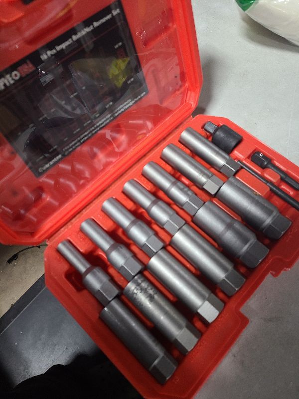 Photo 1 of 16PCS Deep Bolt Extractor Kit, with 3/8" Adapter, Ez Out Broken Lug Nut Extractor Socket Set, Easy Out Spark Plug Removal Tool, for Removing Deeply Trapped Stripped, Damaged, Rusted Bolts, Nuts & Stud