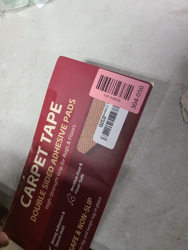 Photo 1 of 12PC Carpet Tape Double Sided, Heavy Duty Rug Tape for Hardwood Floors, Non-Slip Carpet Adhesive Tape for Area Rugs, Strong Grip