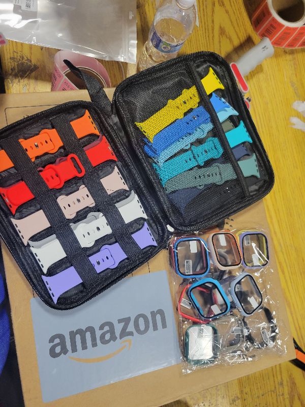 Photo 1 of 15 Pack Band Case Compatible with Apple Watch Bands 40mm 41mm 42mm 44mm 45mm 46mm Women Men, Watch Screen Protector Case&Organizer- (Compatible with Apple Watch 46MM Series 11 10)