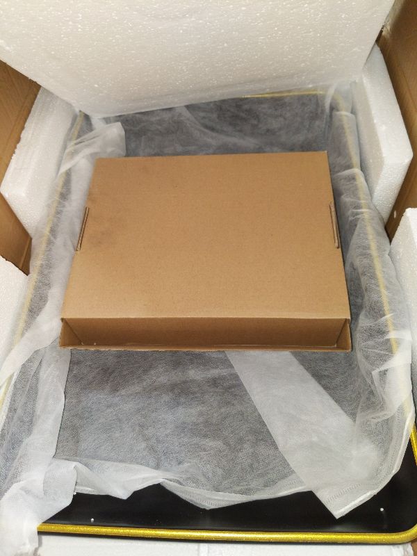 Photo 1 of 20 Inch Bathroom Vessel Sink Rectangular - HLBLFY 20X14 Inch Bathroom Sink with Faucet Combo Rectangular Black Gold Border Edges Ceramic Above Counter Porcelain Lavatory Vanity Sink Basin