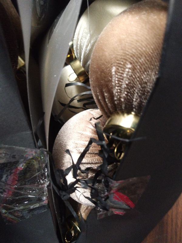 Photo 1 of 18PCS Velvet Christmas Ornaments – Large Matte Flocked Shatterproof Baubles for Xmas Tree Decoration, Neutral Hanging Ornaments for Holiday Home Décor (Dark Light Brown, Cream White, 3 Inch / 8 cm)