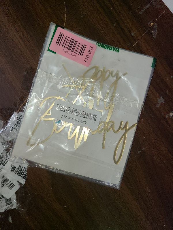 Photo 1 of 1PCS Gold Happy Birthday Cake Topper, Acrylic Happy Birthday Cake Sign Party Decorations Cupcake Toppers for Anniversary, Bridal Shower, Party Desserts Pastries Supplies?