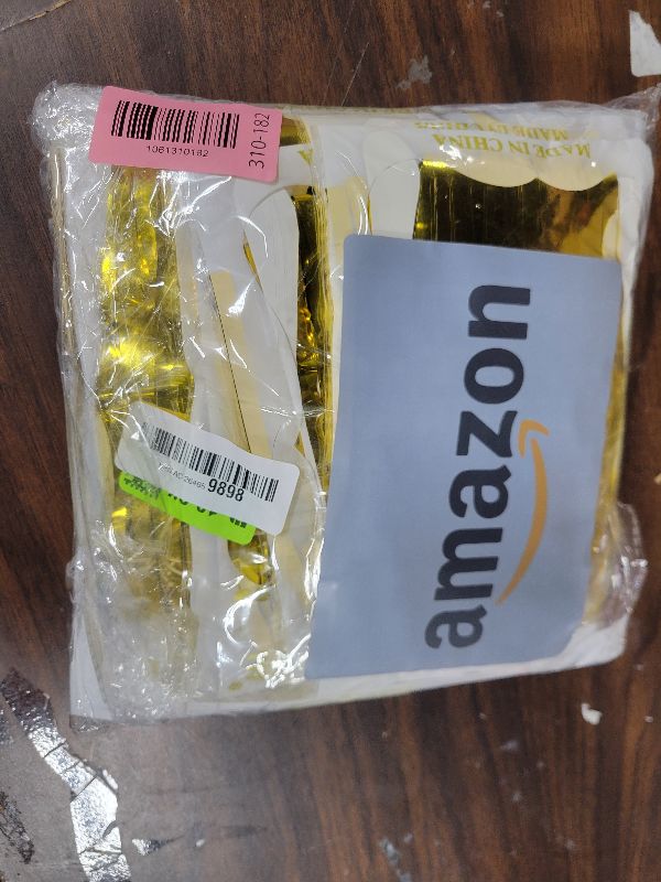 Photo 1 of 10 Pack Gold Foil Curtain Backdrop 3.2ft x 9.8ft Metallic Tinsel Foil Fringe Curtains Streamer Photo Booth Backdrop for Birthday Party Engagement Bachelorette Party Decorations (Gold)