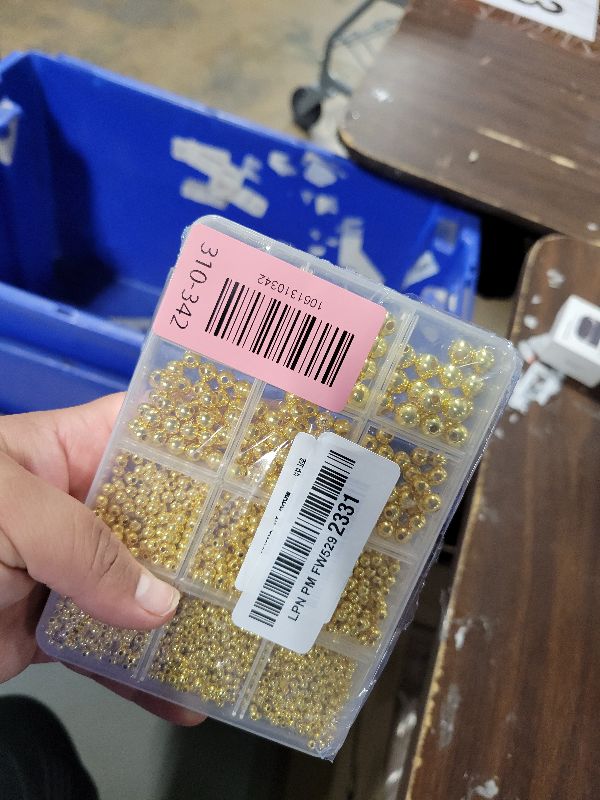 Photo 1 of 1100 Pcs Smooth Round Beads - 3/4/6/8mm Gold Spacer Loose Ball Bead Kits for Bracelet Jewelry Making