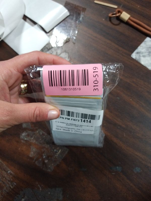 Photo 1 of 100 Pack Holographic Bags, Smell Proof Packaging Bag, Clear Window Resealable Odor Foil Pouch Mylar Bags for Food Storage and Lipgloss, Jewelry Lash (White, 2.4 x 3.9 Inch)