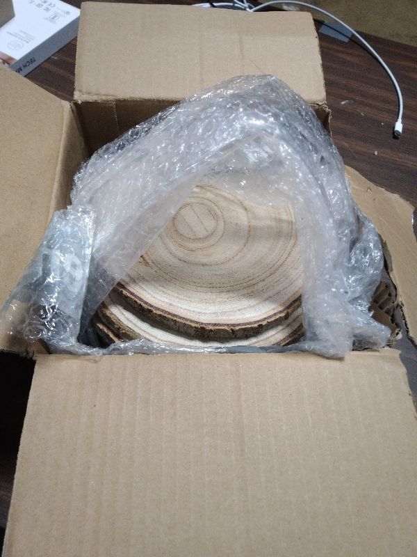 Photo 1 of 10 Pcs Wood Slices for Centerpieces Large Natural Round Wood Discs for Table Decor Rustic Wedding
