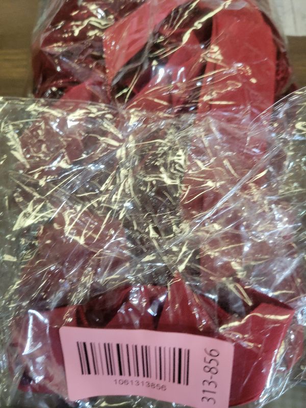 Photo 1 of 12Pcs Burgundy Velvet Ribbon Bows Christmas Tree Decorations,5in x 10in Xmas Ornaments for Tree Home Party Front Door Wreath Garland Holiday Decor