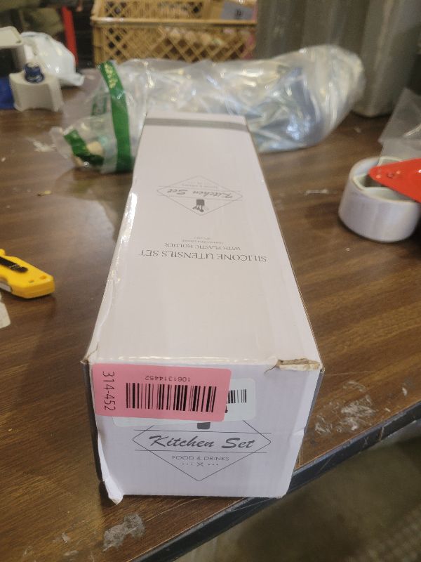 Photo 1 of 12 PCS Silicone Kitchen Utensil Set Bamboo Wooden Handles Cooking Utensils (Gray)