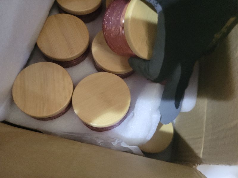 Photo 1 of 18-Pack 4oz Embossed Glass Candle Container with Bamboo Lids and Labels, Pink Candle Jars for Making Candles, Sun Moon Star Design