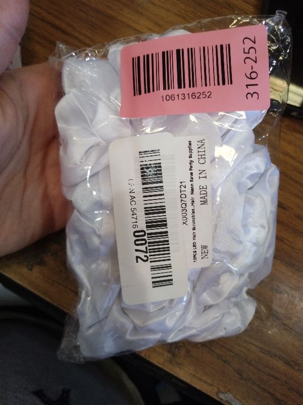 Photo 1 of 12PCS LED Hair Scrunchies Light Up White Scrunchies,Satin Ponytail Holder Glow in the Dark Hair Accessories Neon Rave Party Supplies