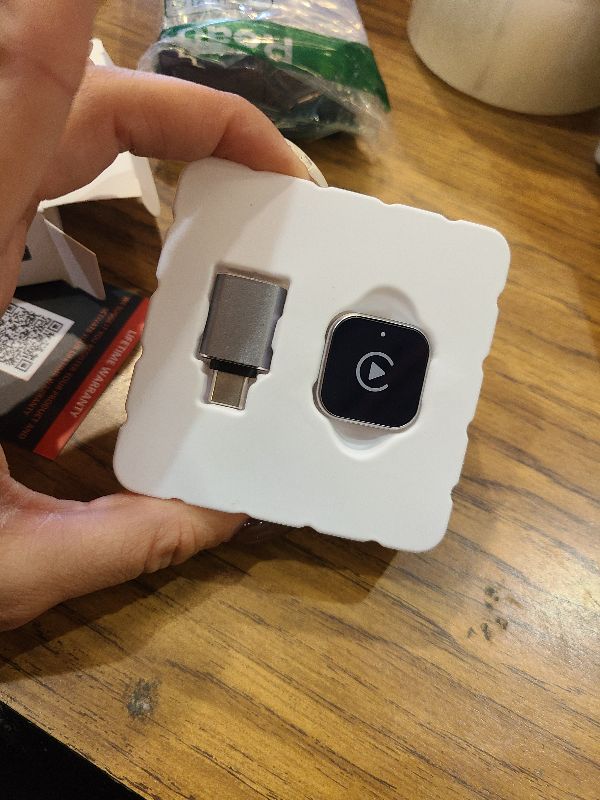 Photo 1 of 2-in-1 Wireless CarPlay Adapter Support Apple CarPlay & Android Auto, Mini Bluetooth USB A & USB C Dongle Convert Wired to Wireless Compatible with iPhone & Android