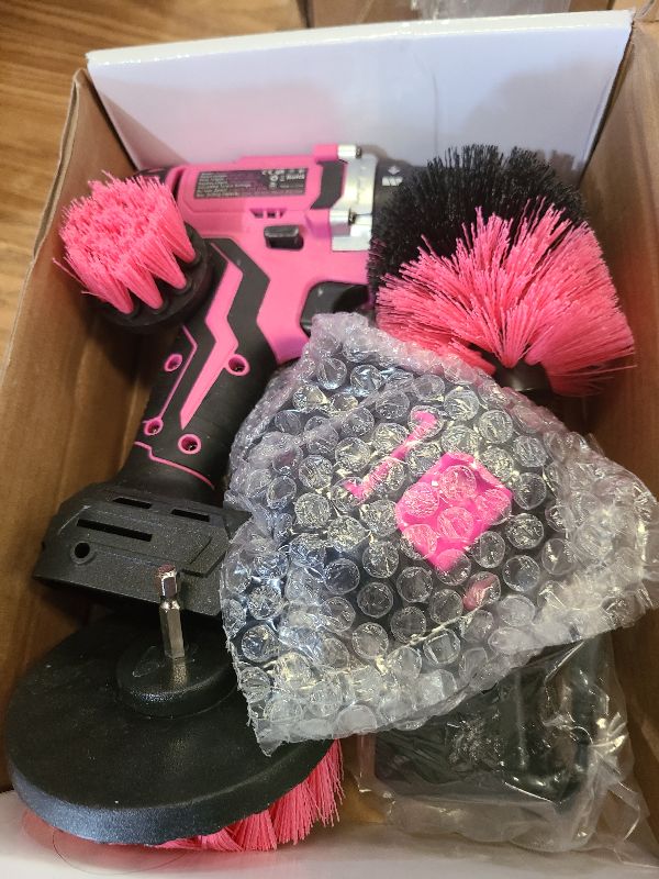 Photo 1 of 20V Pink Cordless Drill Set - Power Drill/Driver Kit with Drill Brush, Bit Set, 3/8" Keyless Chuck, 2 Variable Speed, 25+1 Torque Setting, Battery and Charger Included, Electric Drill for Home