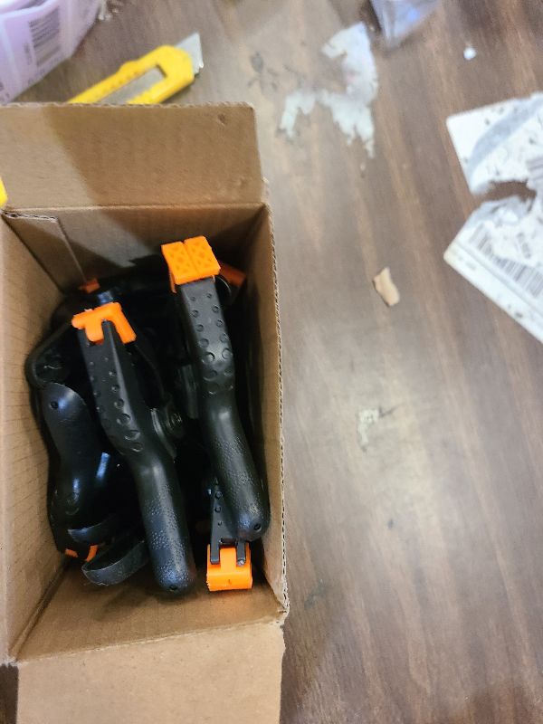 Photo 1 of 12 Pack Plastic Spring Clamps, 3.5inch Small Heavy Duty Clips for Crafts, Backdrop Stand, Woodworking, Photography Studios (Black)