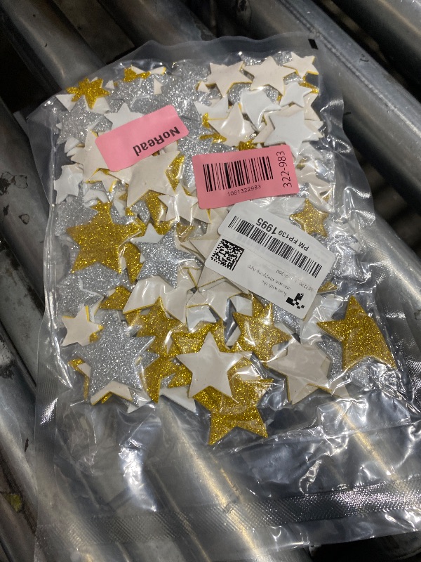 Photo 1 of 200 PCS Glitter Foam Stickers, Gold Silver Foam Star Stickers Self Adhesive Glitter Foams Sticker, Gold Star Sticker Large Decals Decorations Supplies for Scrapbooks, Crafts and Cards