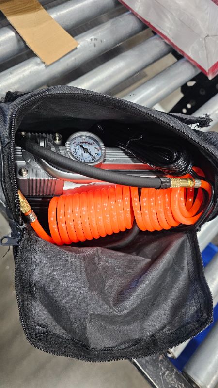 Photo 1 of ***PARTS ONLY***GSPSCN 6X Faster Inflation Tire Inflator Heavy Duty Double Cylinders with Portable Bag- Car Accessories?Metal 12V Air Compressor Pump 150PSI with Adapter for Car, Truck, SUV Tires, Dinghy, Air Bed