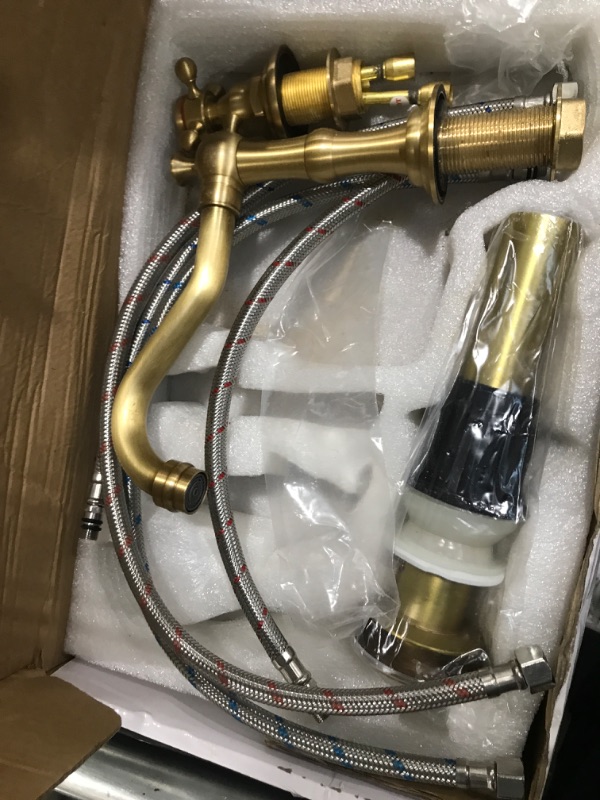 Photo 1 of ***********FOR PARTS ONLY- MISSING PARTS***************
GGStudy 8 inch 2 Handles 3 Holes Widespread Bathroom Sink Faucet Antique Brass Bathroom Vanity Faucet Basin Mixer Tap Faucet Matching Metal Pop Up Drain with Overflow