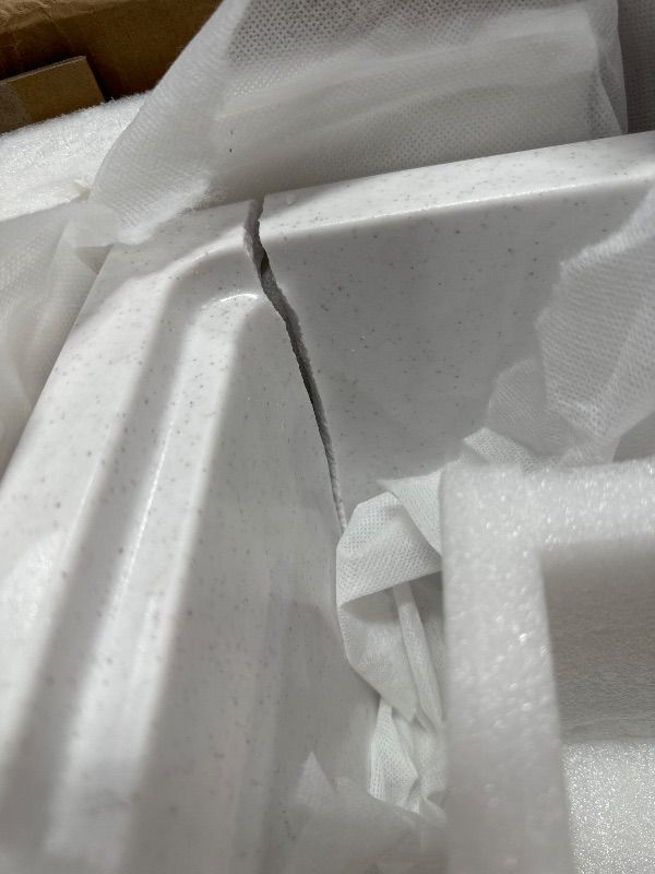 View 5 of *** PARTS ONLY *** 33 Granite Composite Kitchen Sink - Fulorni 33"x19" Granite Kitchen Sink Ledge Workstation Undermount White Quartz Classic Under Counter Single Bowl Sink Basin